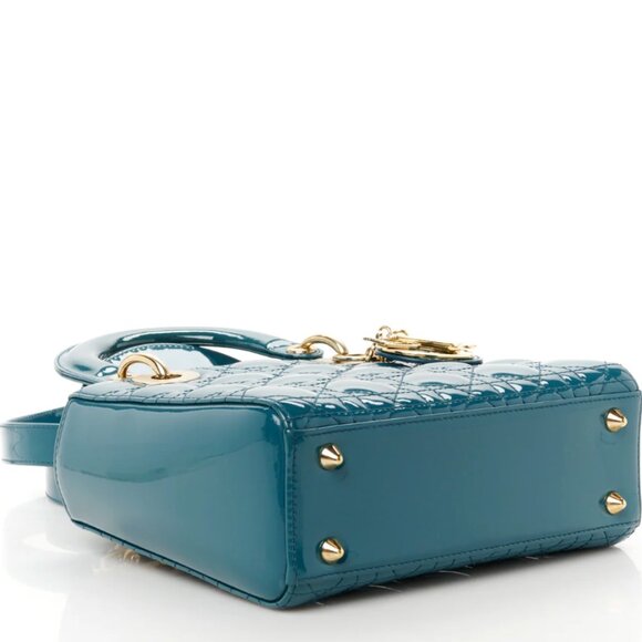 Christian Dior Patent Cannage Small Lady Dior Turquoise - Picture 3 of 9